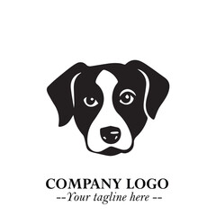 Cute Head of Dog Logo Symbol in Black on White Background with Modern Minimalist Design

