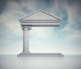 Marble structure with classical pillars under a cloudy sky at twilight showcasing architectural design and historical inspiration