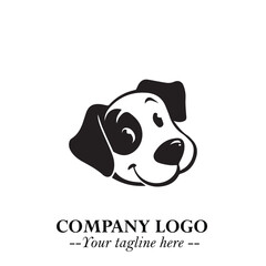 Cute Head of Dog Logo Symbol in Black on White Background with Modern Minimalist Design

