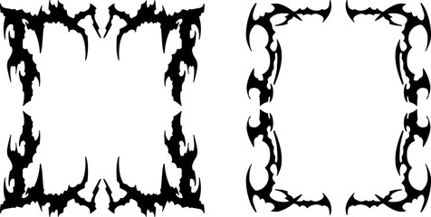 Grunge Neo Tribal Border Tattoo Horror Y2K Tattoo Sigilism Vector Icon