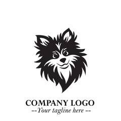 Cute Head of Dog Logo Symbol in Black on White Background with Modern Minimalist Design
