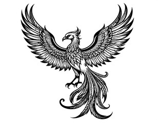 Obraz premium A detailed illustration of a majestic mythological bird in flight