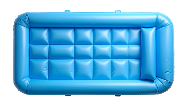 Top-down view of a light-blue rectangular inflatable pool. Detailed square-patterned surface