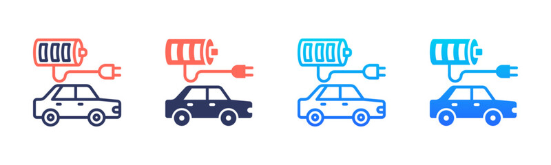 Electric Car Charger Icon Pack In Multiple Styles