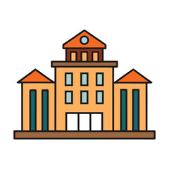 A simple building icon symbolizing architecture and urban structures, featuring clean lines, windows, and a solid shape representing city life, offices, and modern construction.
