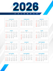 2026 new year wall calendar business theme layout