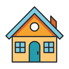 A simple house icon featuring a triangular roof, square base, and chimney symbolizes home, safety, and comfort—perfect for real estate, housing apps, or design projects.
