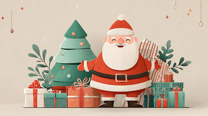 santa claus and christmas tree