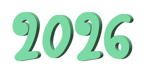 3d happy New Year doodle 2026 numbers Single element for calendar, card, banner, flyer, web, poster, design, decor