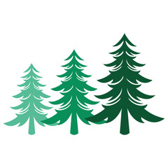 a silhouette of a pine tree with a tiered height in a green gradient