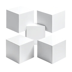 Obraz premium Five white cubes in symmetrical geometric arrangement