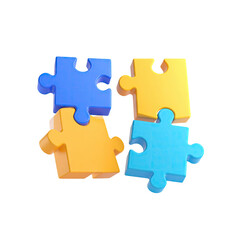 Obraz premium Four interlocking jigsaw pieces, rendered in vibrant colors