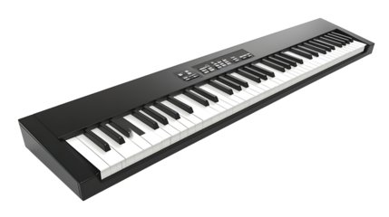 Electronic Piano Keyboard on White PNG on Transparent Background