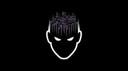 A digital mind a stylized depiction of a head with binary code emanating from it, symbolizing artificial intelligence and the digital age