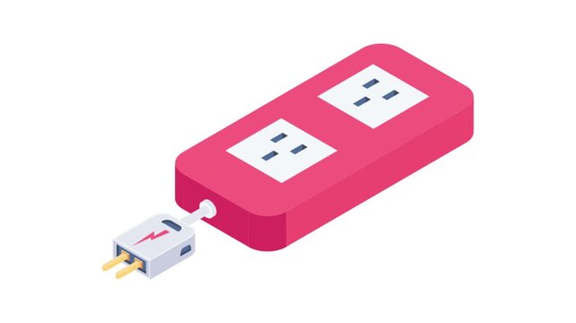An illustration of a red electrical plug next to a white electrical plug on a plain background.