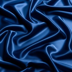 Obraz premium Elegant Blue Satin Fabric with Flowing Drapes and Luxurious Texture.