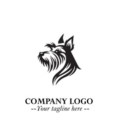 Cute Head of Dog Logo Symbol in Black on White Background with Modern Minimalist Design
