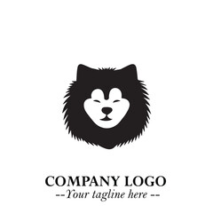 Cute Head of Dog Logo Symbol in Black on White Background with Modern Minimalist Design
