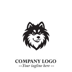 Cute Head of Dog Logo Symbol in Black on White Background with Modern Minimalist Design
