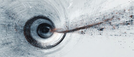 Abstract futuristic tunnel design with digital data flow and transparent background