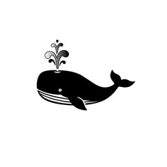 Spouting Whale Silhouette Icon