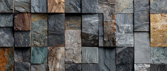 Textured stone tiles background with variations in color and shape