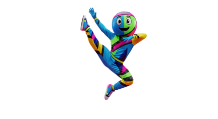 Vibrant mascot character strikes a dynamic pose, perfect for energetic branding and playful marketing campaigns
