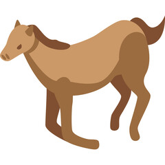 Brown Horse Animal Illustration Isolated on White Background with Copy Space Dynamic Pose Motion Abstract Style