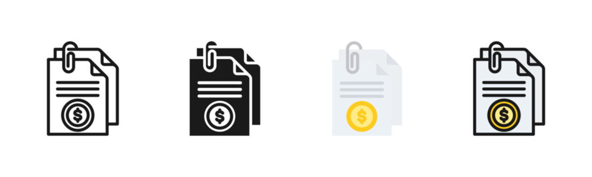 Invoice Icon Pack In Multiple Styles