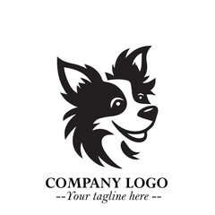 Cute Head of Dog Logo Symbol in Black on White Background with Modern Minimalist Design
