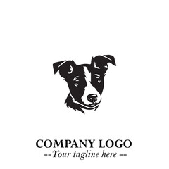 Cute Head of Dog Logo Symbol in Black on White Background with Modern Minimalist Design
