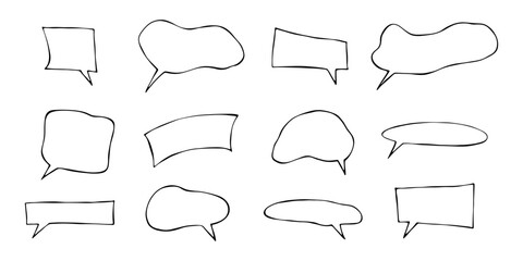 Obraz premium Set of hand drawn speech bubble Blank empty message box Textbox frame for banners, price tags, stickers, design