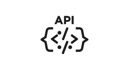 Abstract api concept with code brackets and programming symbols representing software development and integration