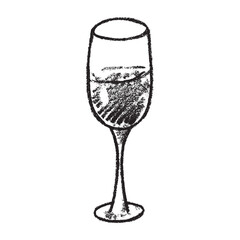 Hand drawn champagne glass Alcohol drink clipart in doodle style Single element for print, web, design, decor Happy New Year 2026
