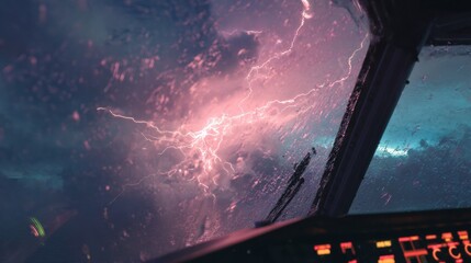 Stormy flight experience cockpit view aviation scene intense weather pilot perspective thunderstorm adventures