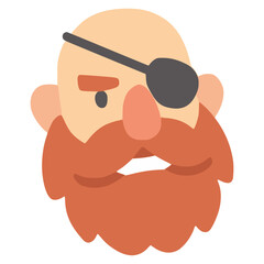 man with eye patch cartoon character flat color vector illustration template design