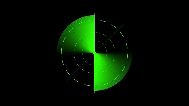 Radar screen animation on black background. Signal transmitted sonar radar .Radar point to detect enemy position. with line digital technology background, Hud call radio waves radar. management,