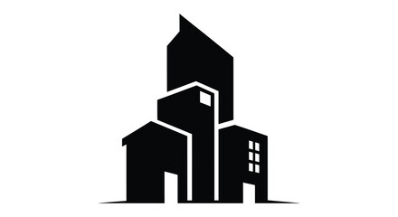 Modern cityscape silhouette of tall buildings and houses representing urban development and architecture