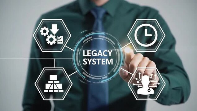 LEGACY SYSTEM. Legacy Systems Business Technology Interoperability Upgrade concept