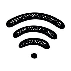 Hand drawn free wifi spot zone sign Public wi-fi area sign Wireless internet clipart in doodle style Single element for print, web, design, decor 3G, 4G, 5G, 6G, IoT
