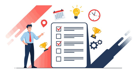 Business Professional Showing Successful Checklist Completion, Task Management And Planning