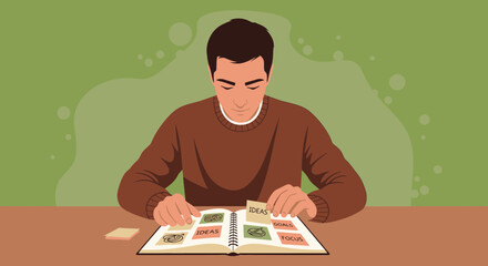 A Person Organizing Thoughts And Planning Goals Through Visualization
