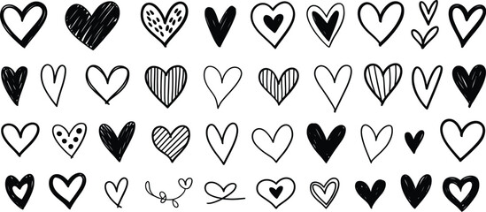 Hand drawn heart shapes bundle hearts love
