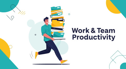 Boost Productivity: Modern Illustration Depicting Work and Collaboration