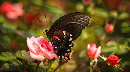 Butterfly on a pink flower