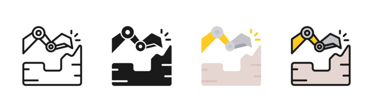 Excavation Icon Pack In Multiple Styles