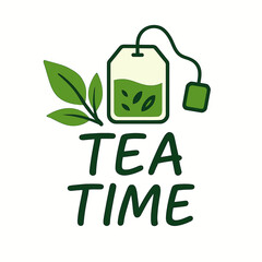 Green Tea Time Logo – Refreshing Organic Beverage Symbol