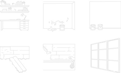 Interior Design Sketches: A collection of architectural design sketches for interior spaces, showcasing diverse concepts and layouts. It conveys a sense of creative process and design thinking. 