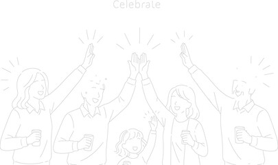 Joyful Reunion: A family celebrates a special occasion, their silhouettes rising in jubilation as they share the warmth of connection. This scene speaks volumes of love, kinship.