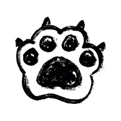 Hand drawn cute cat's paw with claws Cat, dog, animal, pet, tiger paw clipart in doodle style Single element for print, web, design, decor, greeting cards, children's prints